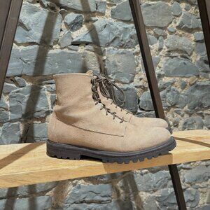 Brunello Cucinelli Beige Suede Lace-up Hiking Boots